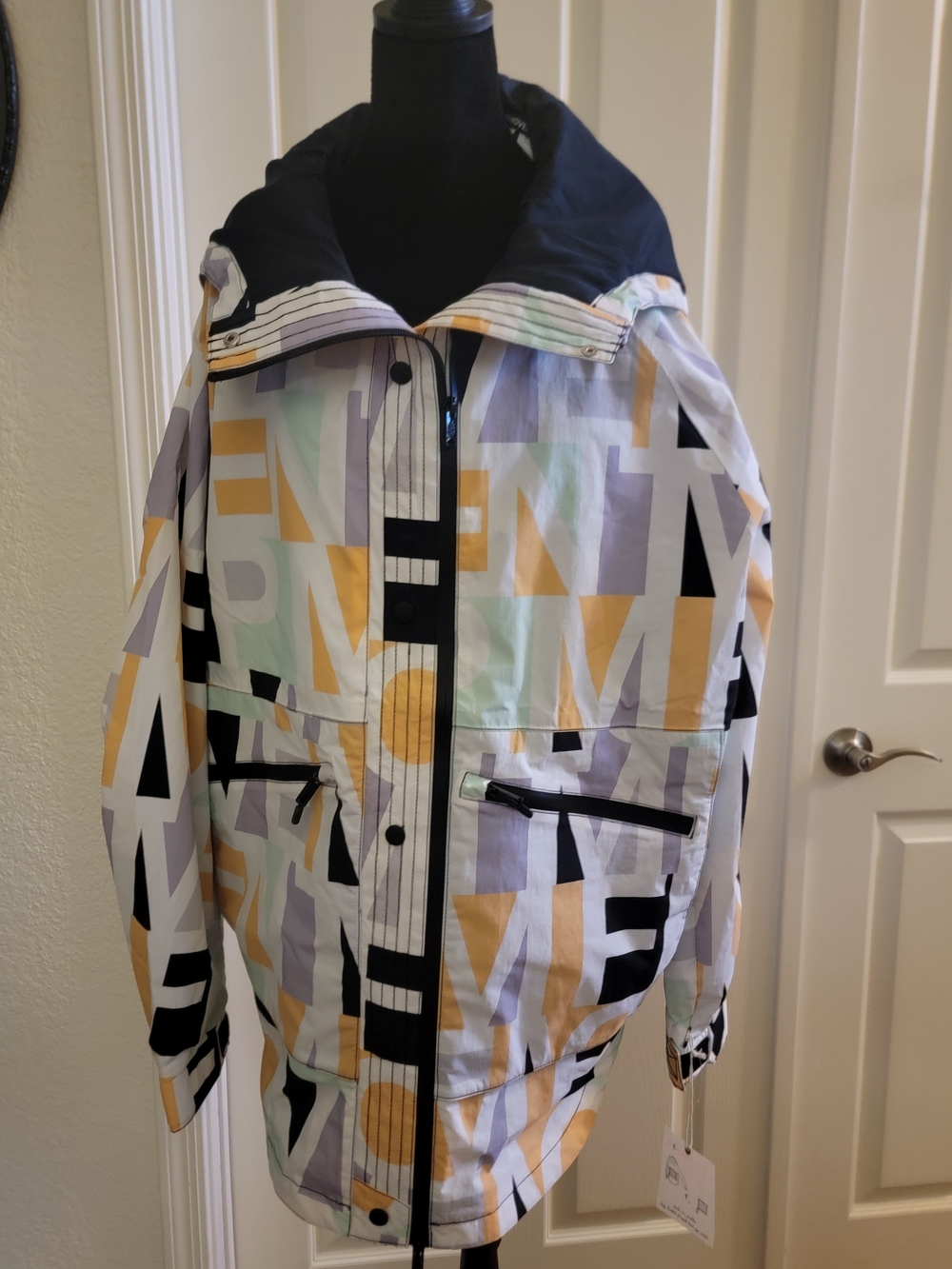 New Free People Singing in the Rain Printed Packable Hooded Jacket LARGE